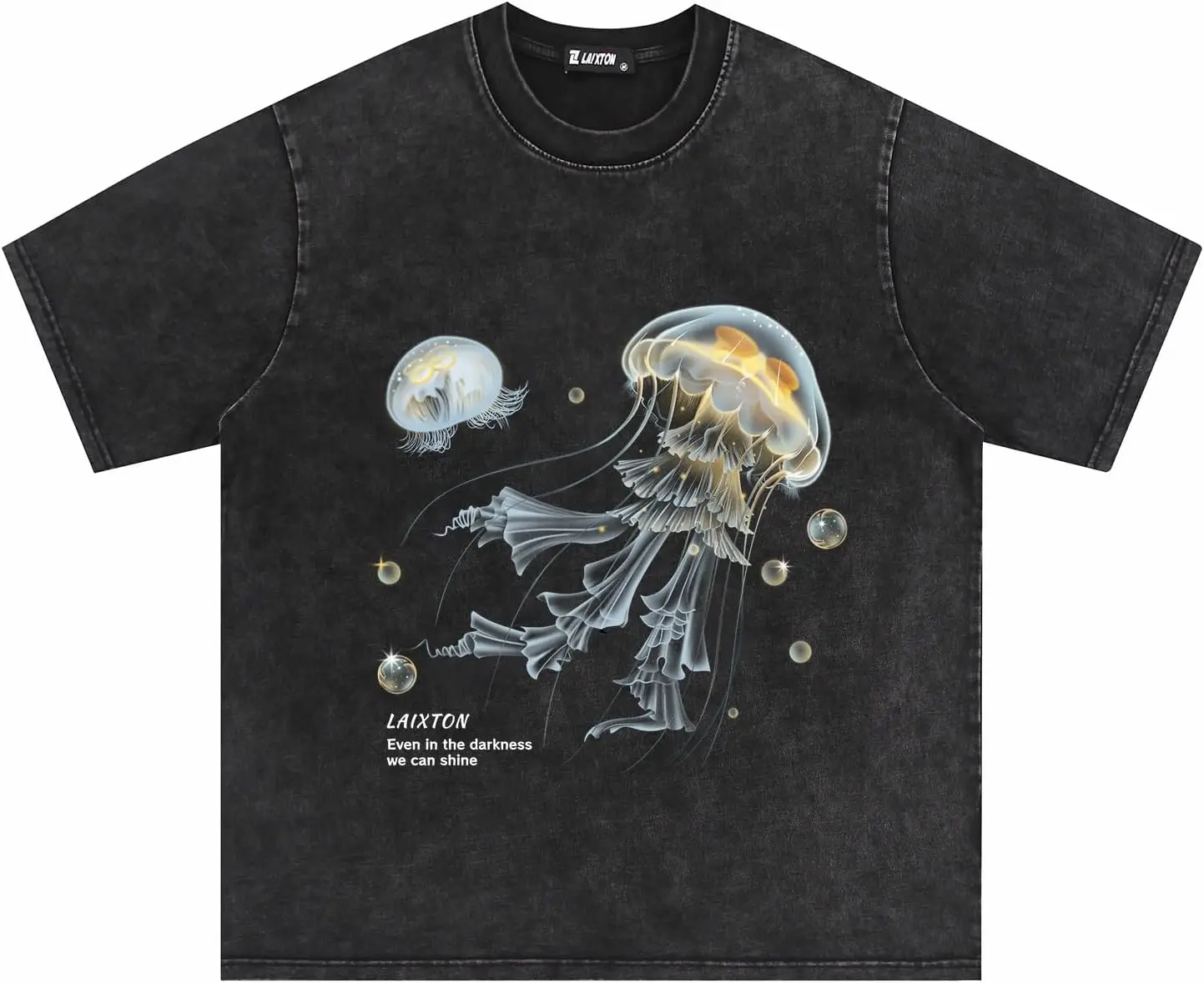 

Jellyfish Mens Graphic Washed T-Shirt Unisex Short Sleeve Cotton Vintage Streetwear Aesthetic Tee Shirts Casual Tunic