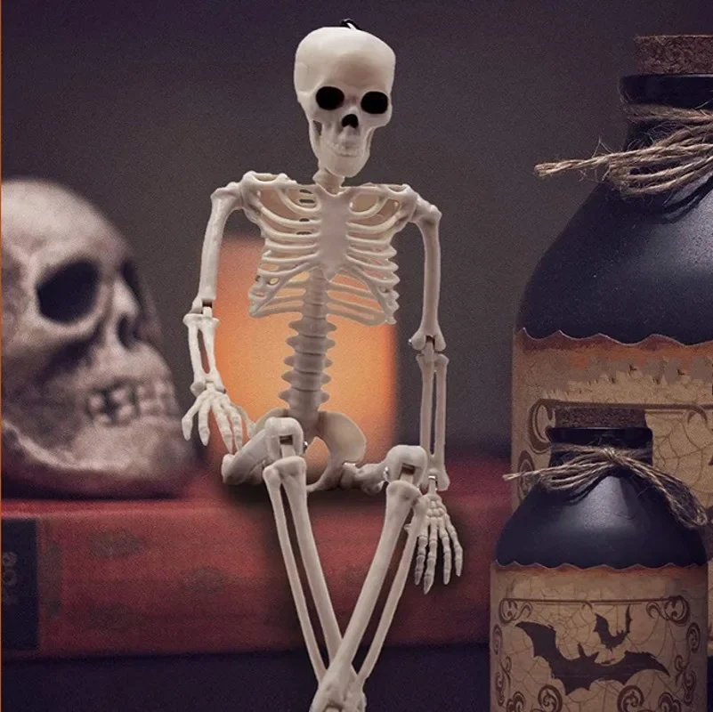 60 سنتيمتر هالوين شكل الإنسان الهيكل العظمي Posable الهيكل العظمي شكل الإنسان العظام هالوين رعب زينة منزل مسكون الرعب الدعامة
