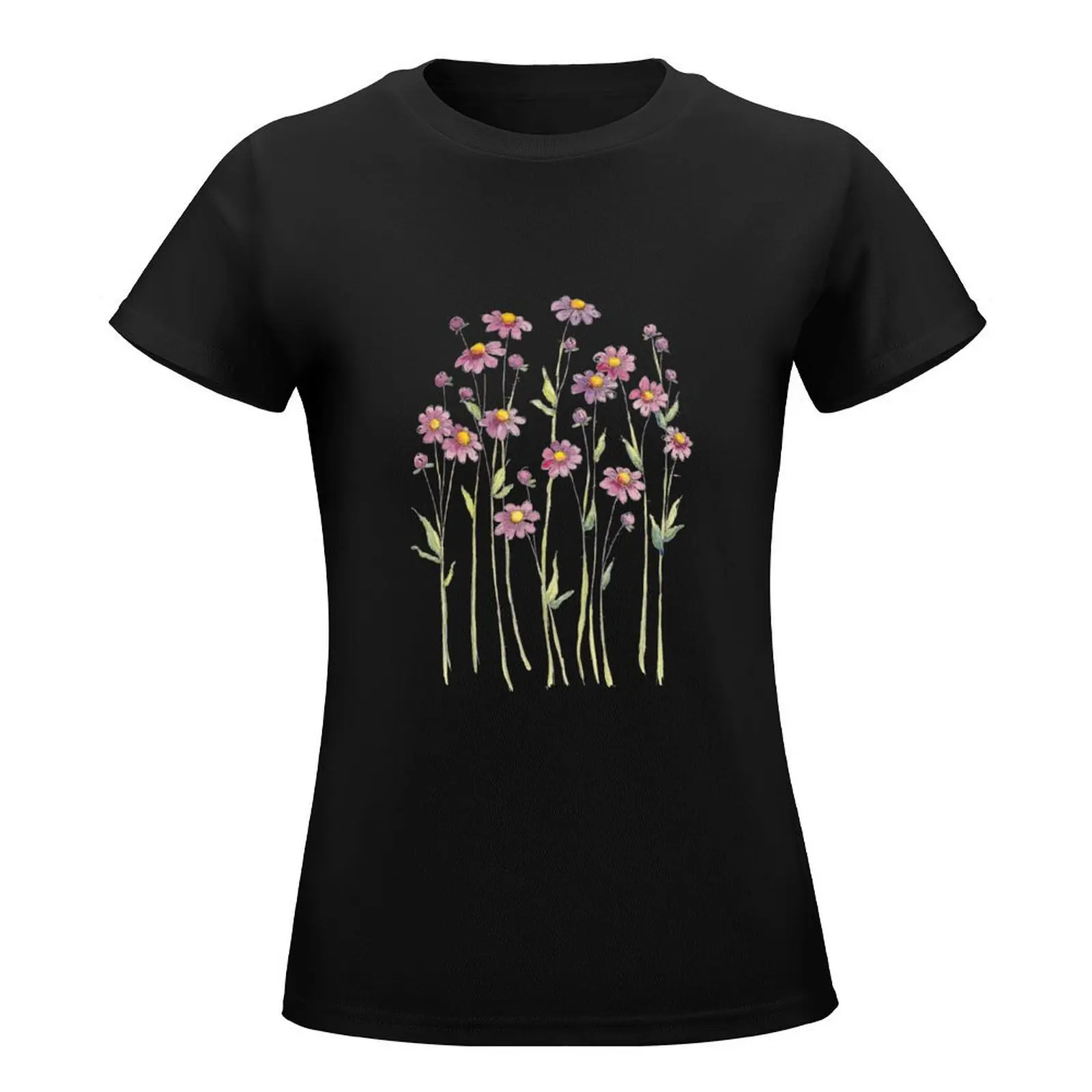 Pretty Mauve Daisies T-Shirt Blouse tops Aesthetic clothing oversized t-shirt dress for Women sexy