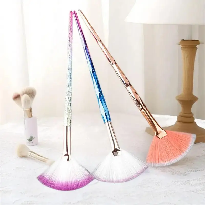 Large Flat Highlight Blush Fan-Shaped Makeup Brush Powder Loose Powder Face Brush Soft Cosy Even Color Tools