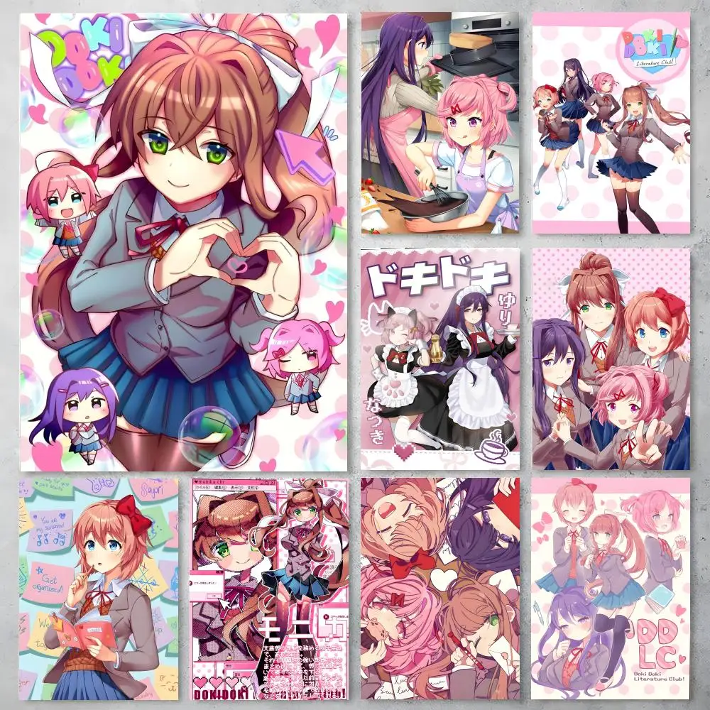 Game Doki Literature Club! Poster Self-adhesive Art Waterproof Paper Sticker Coffee House Bar Room Wall Decor