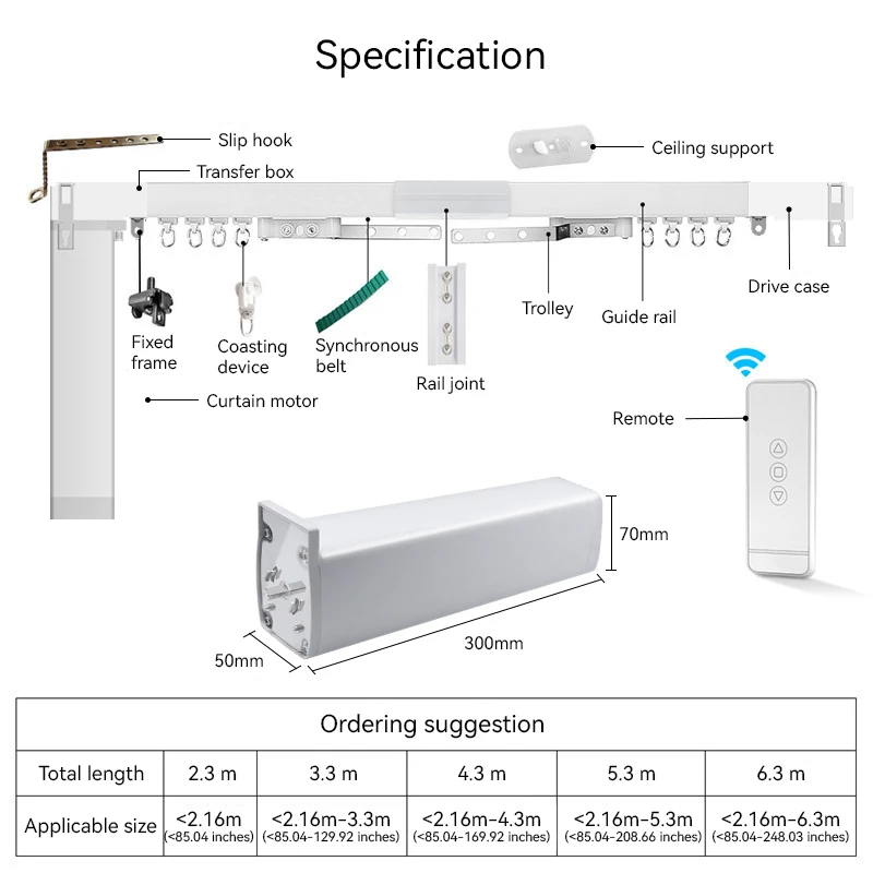 2023 Newest smart home curtain motor kit one-way remote control with google home alexa voice