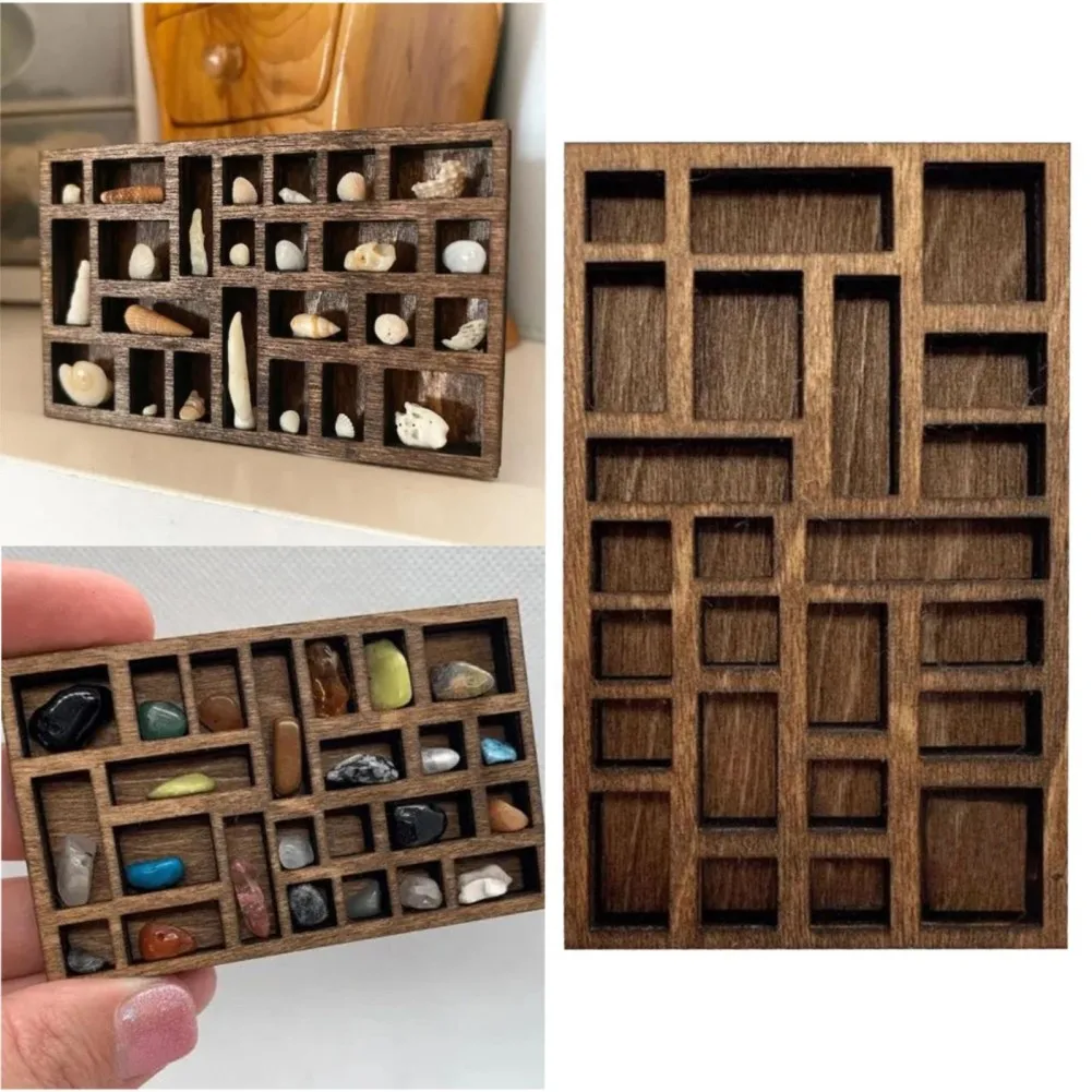 Wooden Miniature Jewellery Display Stand, Miniature Trinket Shelf, Ore Specimen Storage Ornament Home Decor