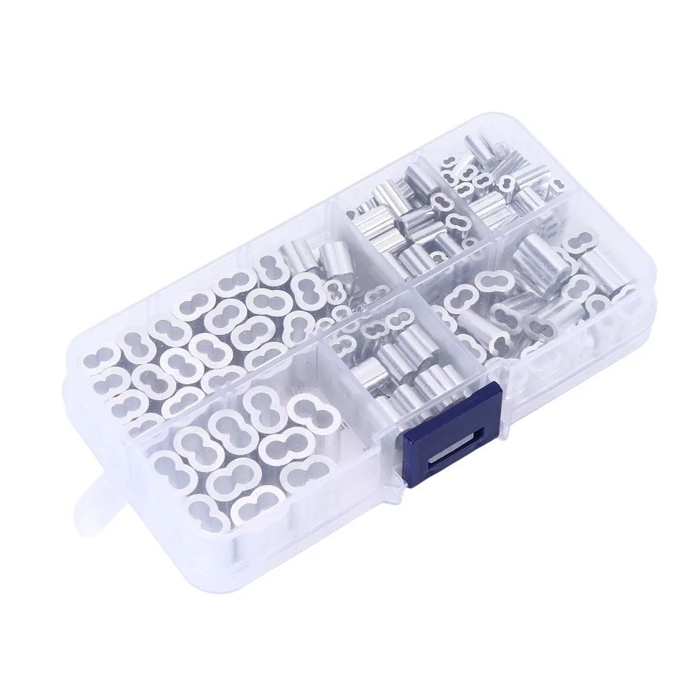 

180pcs Universal Fit Aluminum Crimping Loop Sleeve Kit 6‑Size Wire Rope Cable Line End Ferrule Universal Application