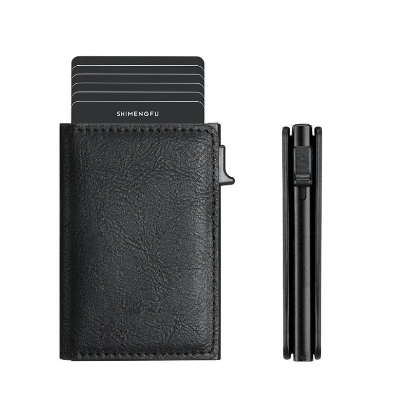 Anti-Theft Brush NFC Anti RFID Men's Wallet Aluminum Pop-Up Cards Holder Purse Slim Thin Business Card Walet Money Clip For Male