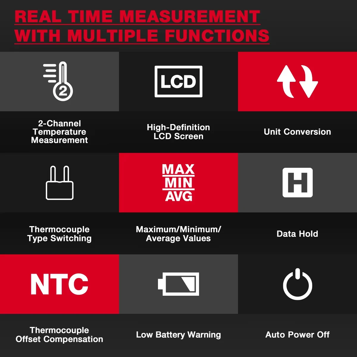 HT617B thermocouple probe digital thermometer dual channel portable temperature tester measures liquid