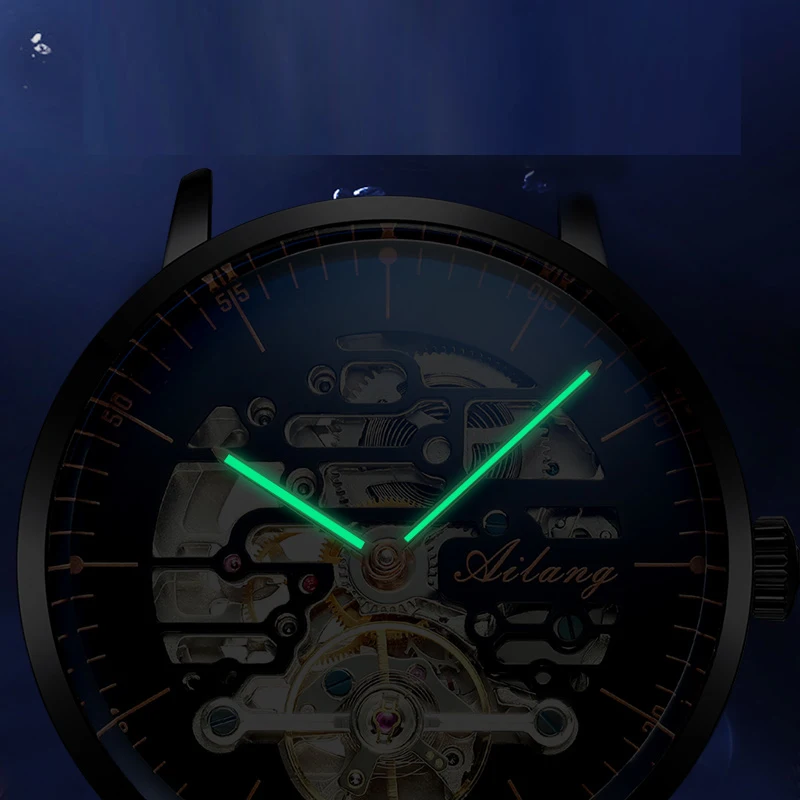 Orologio meccanico di lusso di marca AILANG per uomo cinturino in maglia di acciaio inossidabile orologi Tourbillon automatici di moda luminosi impermeabili