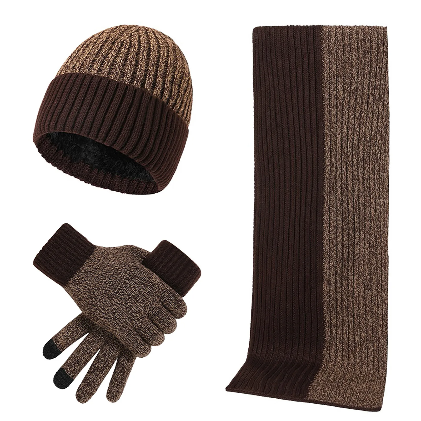 Screen Cap for Autumn Winter Three Women&Men Scarf Set Winter Wool Hat Knit Gloves Scarf Slouchy Snow Pieces Hat Warm Gloves Men