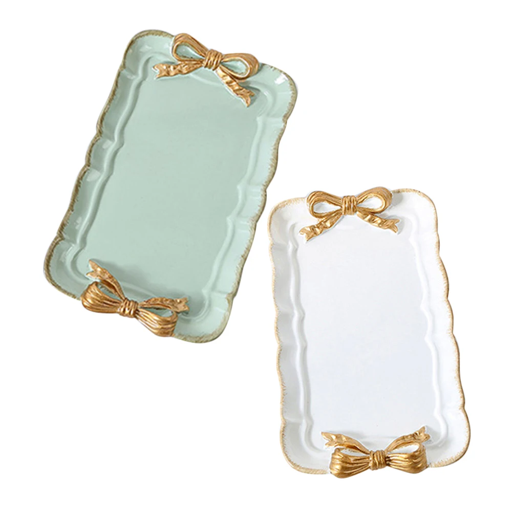 

2 Pcs Dessert Tray Jewelry Trays Small Perfume Plate Storage Jewellery Trinket Synthetic Resin Valentine's Day Candy Dish