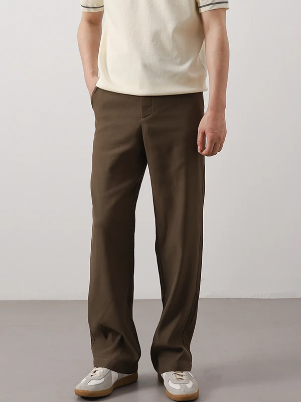 سراويل كاجوال من American Sle للرجال لربيع وصيف بخصر عالٍ وساق مستقيمة ومضادة للتجاعيد وألياف بوليستر شبابية قابلة للتجاعيد