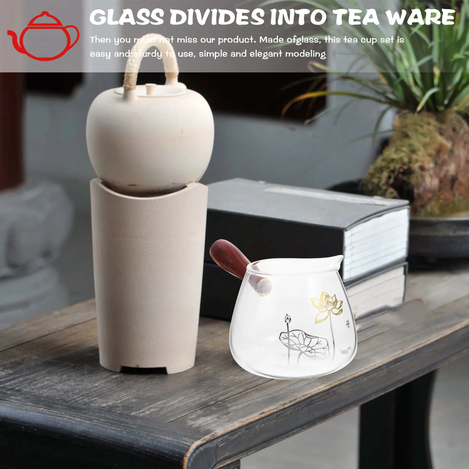

Borosilicate Glass Milk Cup Heat Resistant Transparent Modern Style Wood Handle Tea House Restaurant Home Use Glass Cup