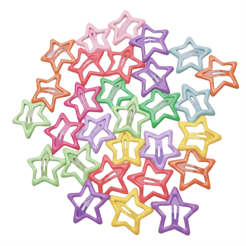 10szt Kolorowe spinki do włosów Star BB Girls Y2K Cute Star Barrettes Women Simple Metal Snap Clip Nakrycie głowy Biżuteria do włosów Akcesoria