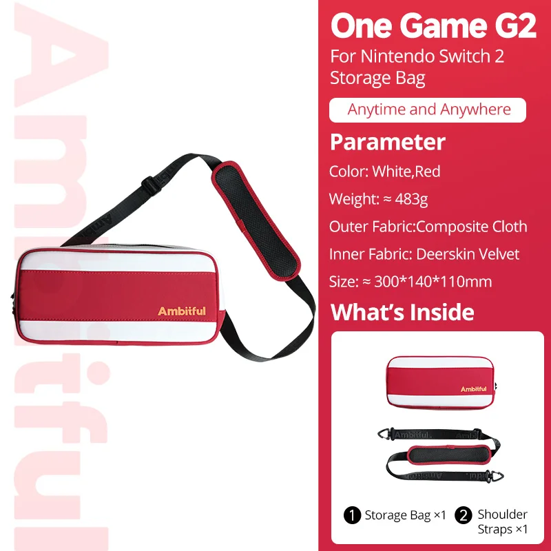 Ambitful One Game G2 opbergtas, grote reistas voor buiten, ruime tas voor de Nintendo Switch 2, accessoiretas, schoudertas.