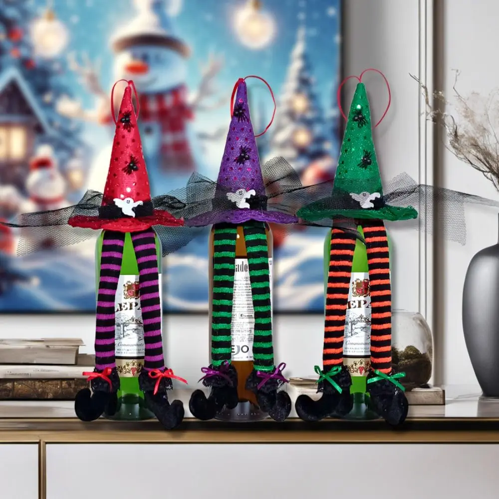 Scary Halloween Long Legged Witch Pendant Striped Reusable Witch Hat Hanging Ornament Garland Exquisite