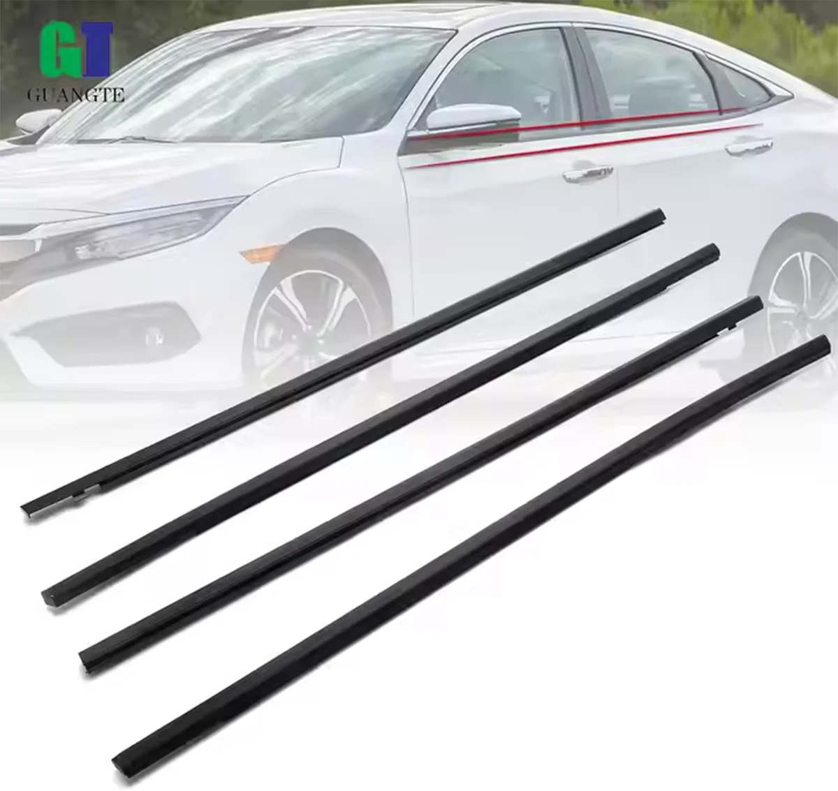 

4PCS Black Car rubber Weatherstrip Glass Window Molding Trim Seal Belt Compatible with Volkswagen Tiguan