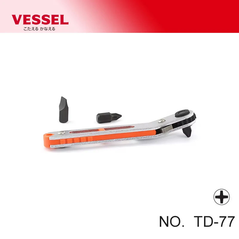 

VESSEL hand tools Flat-shaped Ratchet Screwdriver Non-Slip Dismountable for Resolving Troublesome Screw Tightening Work TD-77 El