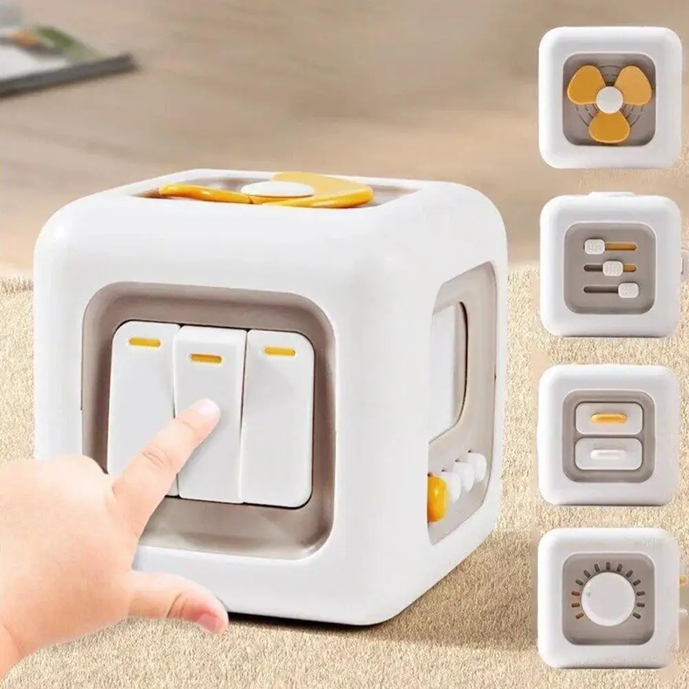 6 In 1 Cube Toys Sensory Busy Board Baby Practice Skills Push Switch Drawer Cube Fidget Educational Toys For Girl Boy