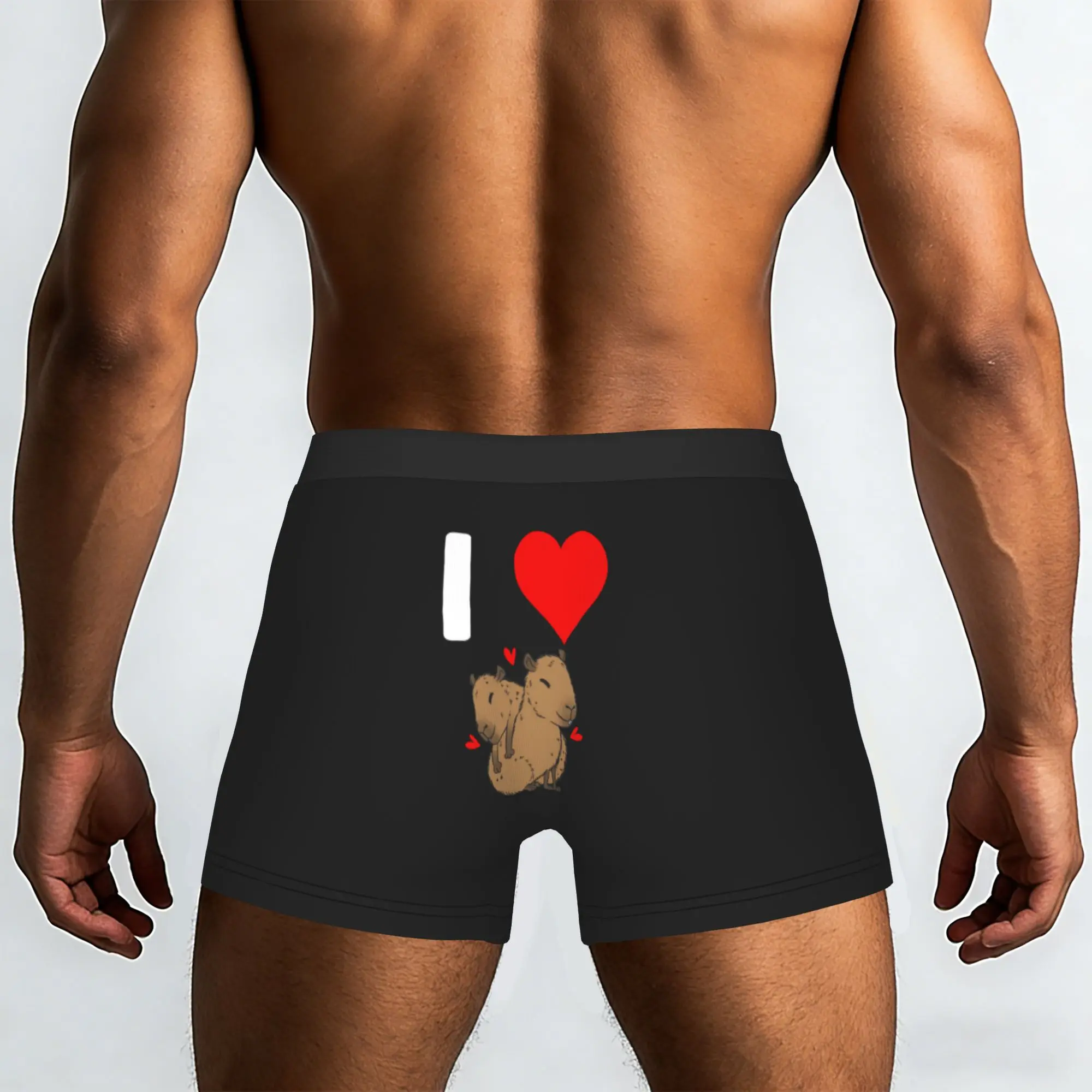 Customized Funny Capypara I Love Boxers Shorts Panties Men's Underpants Stretch  Briefs Underwear