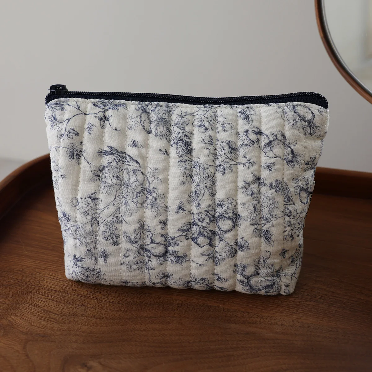 Reise tragbare Blume Blumen Kosmetik tasche Stoff druck Hautpflege produkte Schlafsaal multifunktion ale Mädchen Reiß verschluss Aufbewahrung tasche