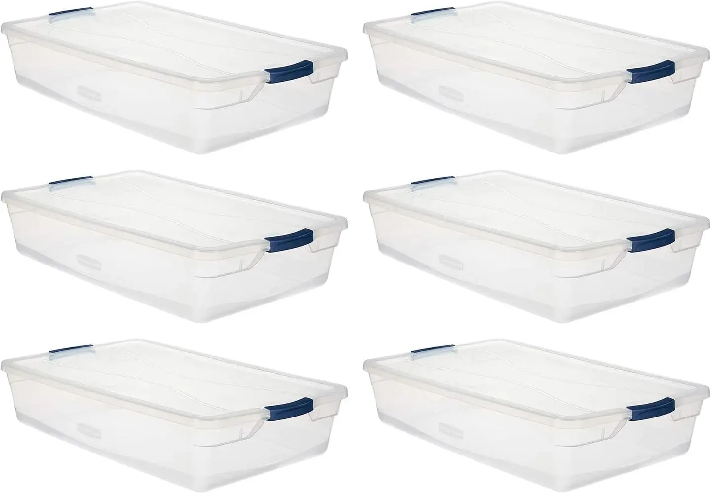 

Cleverstore Clear 41 QT Pack of 6 Stackable Plastic Storage Containers with Durable Latching Clear Lids