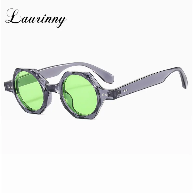 LAURINNY 2023 New Retro Grey Polygon Sunglasses for Women Men Fashion Lens Sun Glasses Modern Shades UV400 Eyeglasses