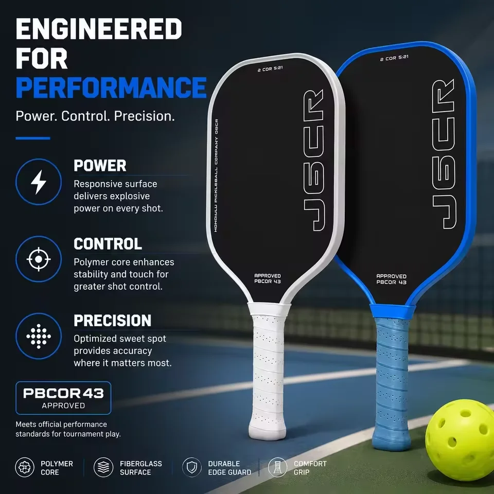 J6CR Pickleball Paddle CFC Carbon Fiber Foam Core Dynamic PowerFlex Rough Surface Power Rebound 5th Gen USAPA Approved