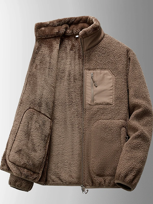 

Новая мужская куртка 2025 года с начесом, воротником-стойкой, для активного отдыха, повседневная, теплая, для дома, поездок на работу, спорта, из полиэфирного волокна