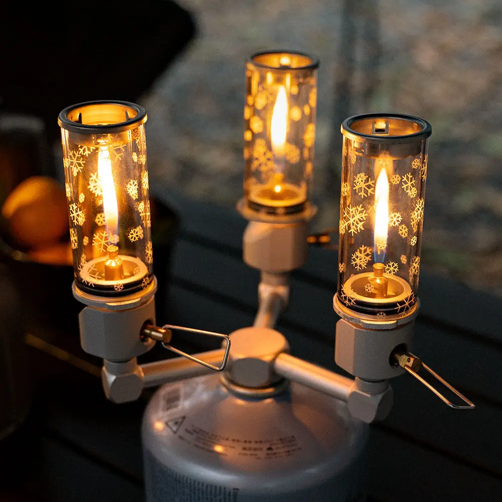 Portable Gas Lantern For Camping & Hiking – Adjustable Flame, Heat-Resistant Glass, Aluminum Alloy/Copper/Steel Build, With Storage Box