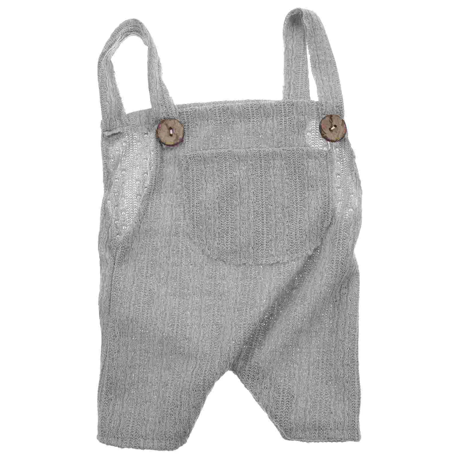 

Baby Button Suspender Jumpsuits Newborn Sleeveless Outfit Strappy Romper Photo Shoot Outfits Fart Jacket Grey Polyester