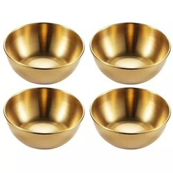 *4pcs 2pcs Stainless Steel Golden Sauce Dishes Appetizer Seasoning Serving Dishes Sets Tray Spice Plates Kitchen Tableware