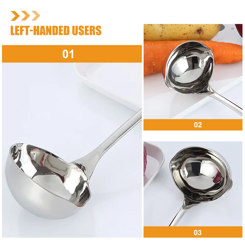 Spoon with Spout Household Water Ladle Thicken Soup Spoons Hot Pot Metal Stainless Steel Scoop for Home Pouring Lip