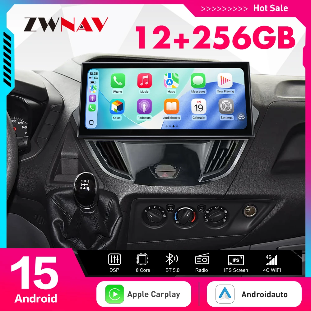 15.8 inch Android15 Carplay Car Radio Touch Screen For Ford Tourneo Custom/Transit 2016-2022 GPS Navigation Multimedia Player