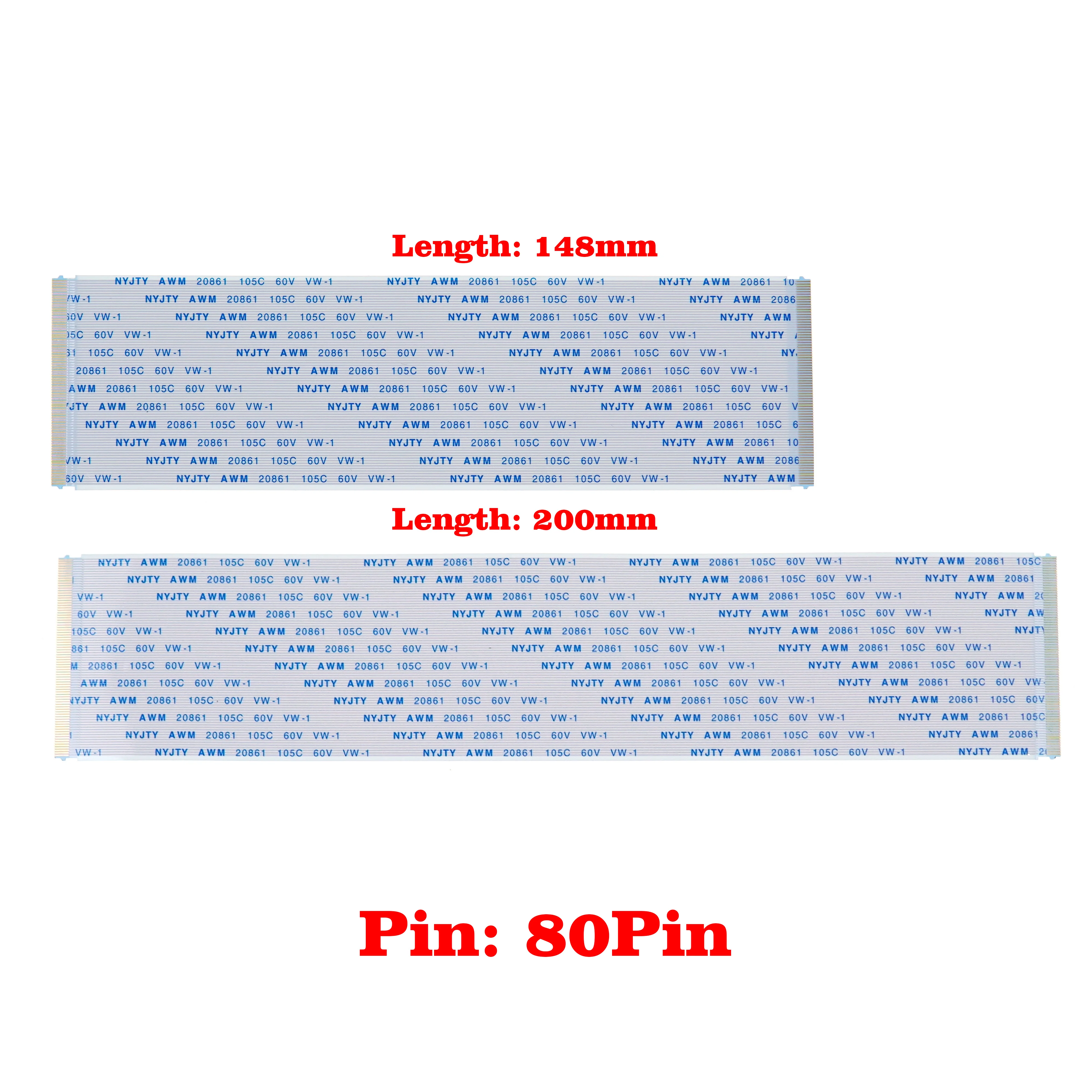 1PC 0.5mm Gold Plated 80 Pin FFC Cable AWM 20861 105C 60V VW-1 Customizable High Quality Flexible Flat Cable 148mm to 200mm