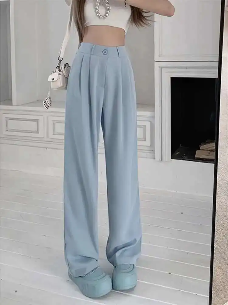 Casual Wide Leg Woman Trousers Spring Autumn High Waist Pants For Women Outfits Clothing Elastic Korean Fashion