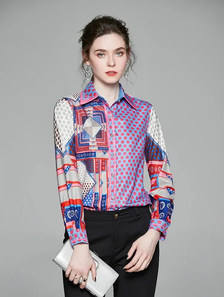 FANIECES Fashion Print Women Shirt Vintage Luxury  Blouse Elegant Office Ladies OL Work Shirt Autumn Long Sleeve Casual Clothes