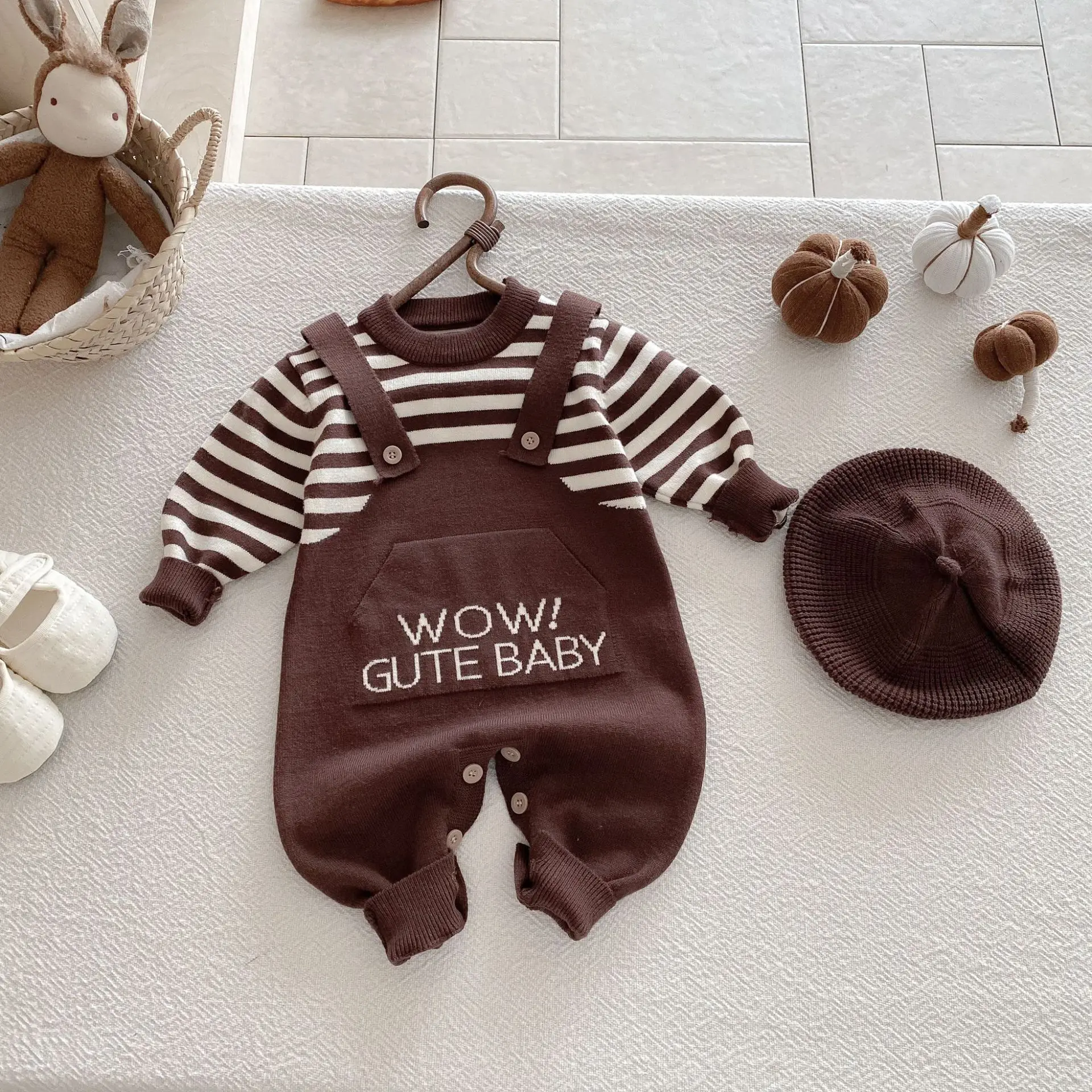 

Одежда для малышей, осень 2024, новое боди для маленьких мальчиков, очень милая искусственная одежда из двух предметов для скалолазания, трикотажная цельная одежда