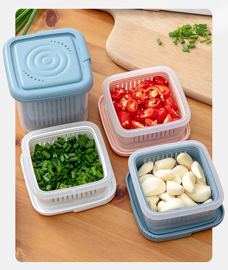 5-teilige Aufbewahrungsboxen Für Obst & Gemüse – Zwiebel, Tomate, Zitrone, Knoblauch, Grüner Pfeffer