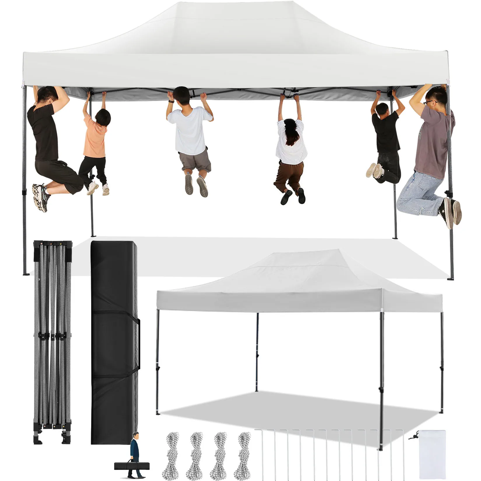 10x15 Heavy Duty Pop up Canopy Tent Easy Up Commercial Outdoor Canopy Wedding Party Tents for Parties All Season Wind Gazebo