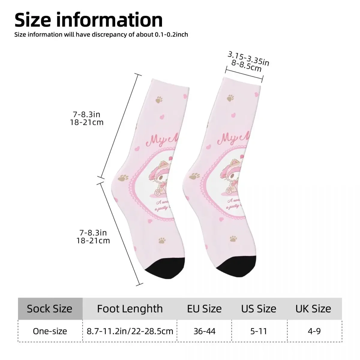 Funny Sanrio Kawaii My Melody Basketball Socks Anime Polyester Middle Tube Socks for Women Men Non-slip