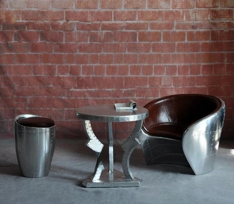 Cigar Bar Aluminum Leather Rivet Short Stool Cafe KTV Club Industrial Wine Barrel Shoe Change Stool