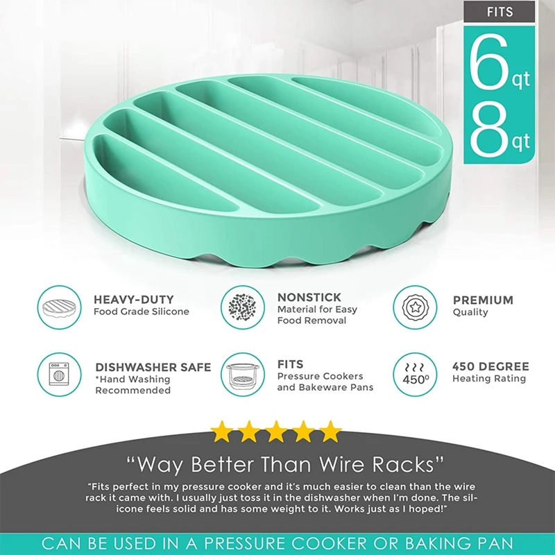 Rack para assar silicone para panela de pressão, acessórios redondos, compatível com forno 6 Qt e 8 Quart
