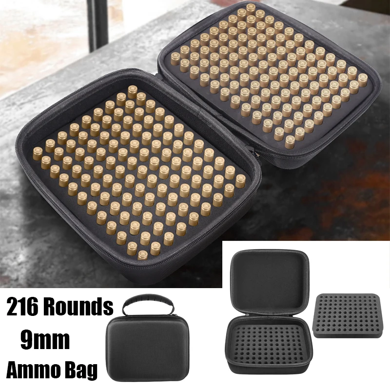 9mm Ammo Pouch Cartridge Bag 216 Rounds Ammo Box Double-layer Ammunition Case Portable Handbag for Outdoor Hunting Shooting