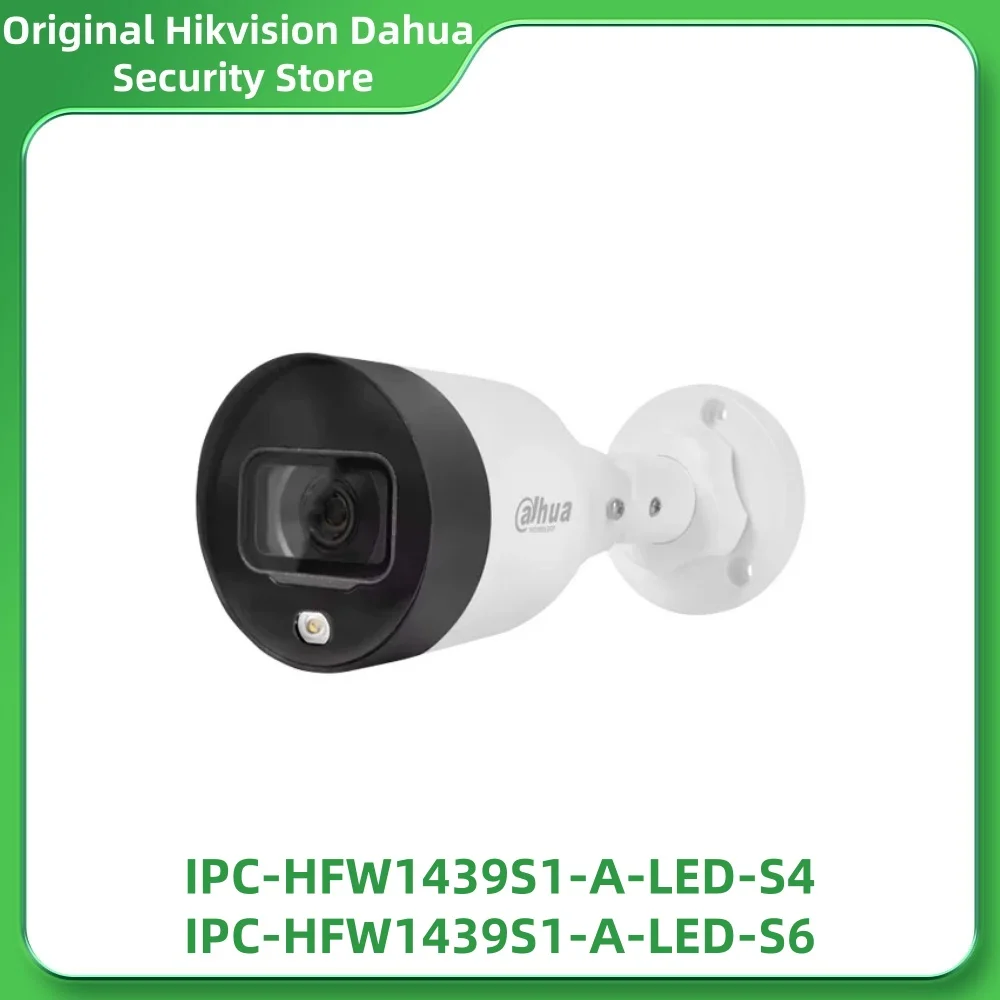 Dahua IPC-HFW1439S1-A-LED S4 S6 4MP Entry Full-color Fixed-focal Bullet IP Camera Bulit-in Mic Motion Detection Security Cam PoE