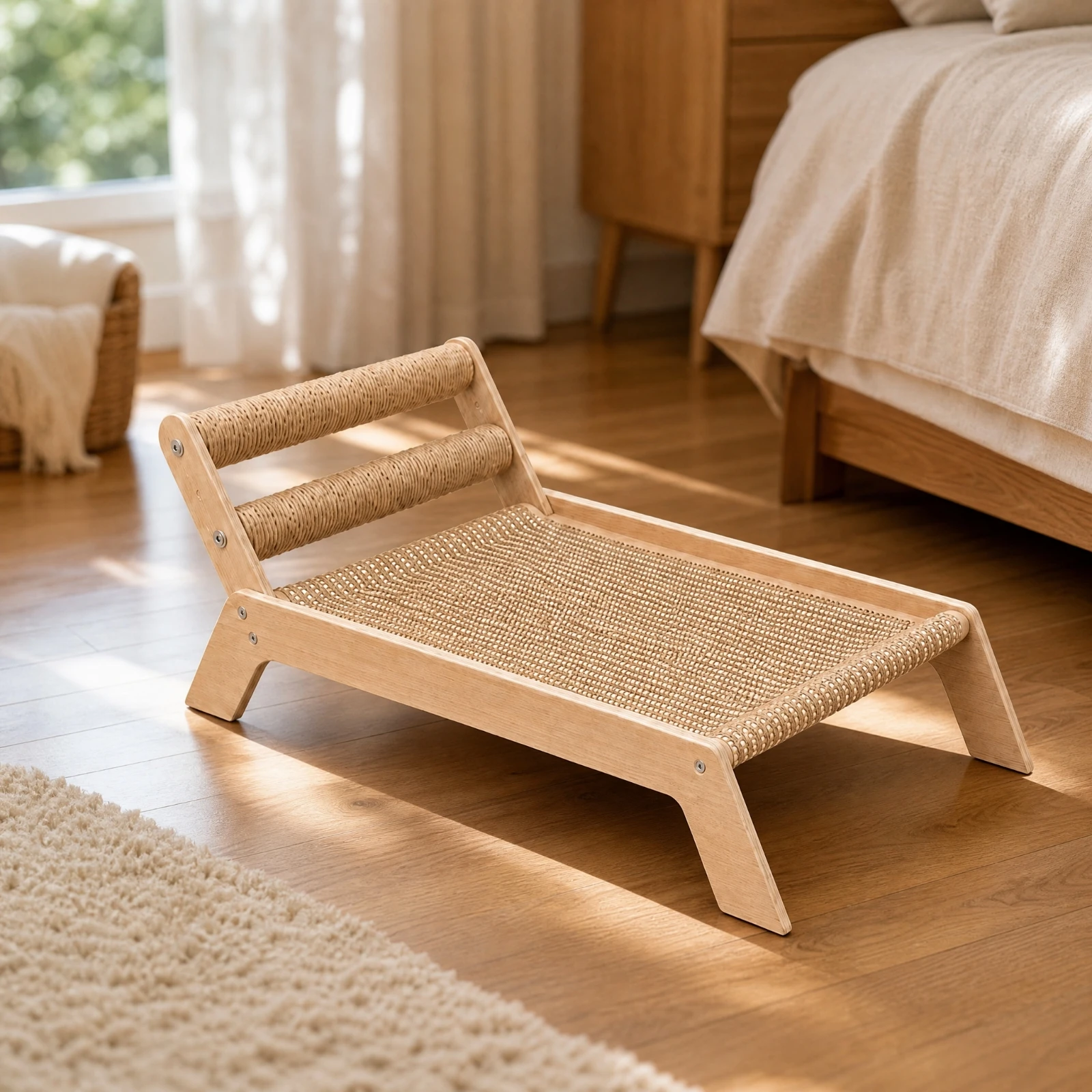Cat Lounge Bed with Scratching Board Compact Sisal Cat Scratching Lounge Space-Saving for Large Cats, Indoor Home Use