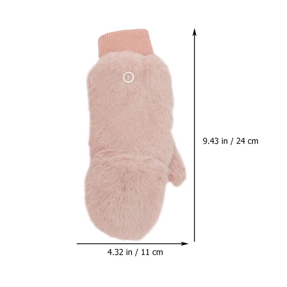 1Pair Windproof Flip-Cover Gloves Winter Warm Keeping Gloves Women Soft Fluff Cycling Hand Cover Lovely Style Cycling Hand Cover