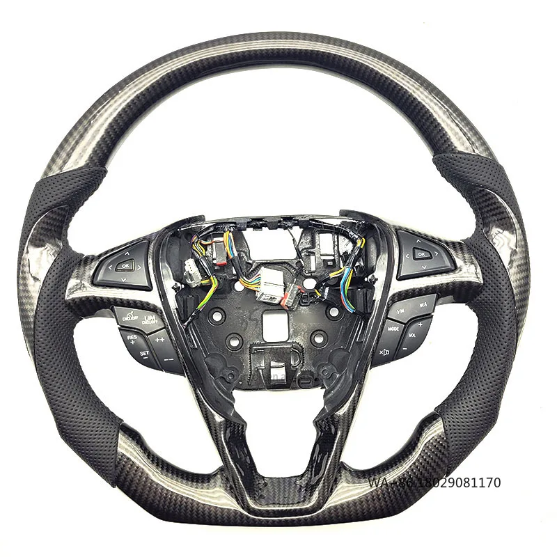 

Auto Upgrades Advanced Perforated Leather Carbon Fiber LED Leather for Ford Fusion 2013 Car Steering Wheel