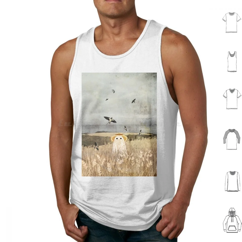 Walter And The Sky Dancers Tank Tops Vest Sleeveless Swallows Field Ghost Haunt Summer Crop Farm Landscape Wheat Fiekd