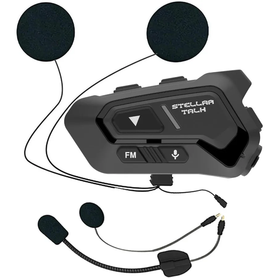 

StellarTalk Motocycle Helmet Wireless Bluetooth Headset BlueT-S5-PRO Black IP67 Waterproof Moto Biking Skiiing/1000M Intercom/F