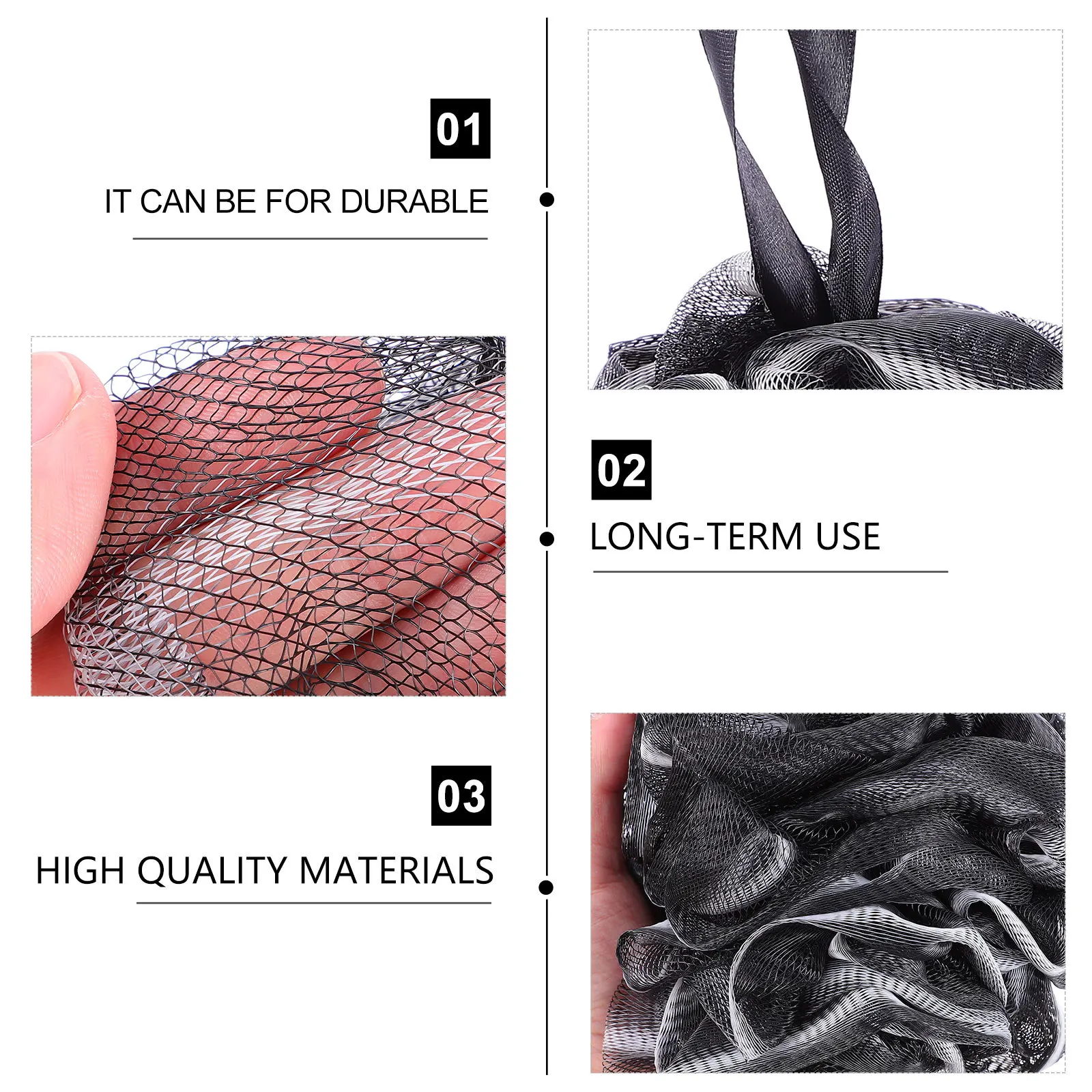 

4pcs Bamboo Charcoal Bath Ball Exfoliating Mesh Sponge Deep Clean Pores Remove Keratin Low Soap Usage Hang Dry Quick Foaming