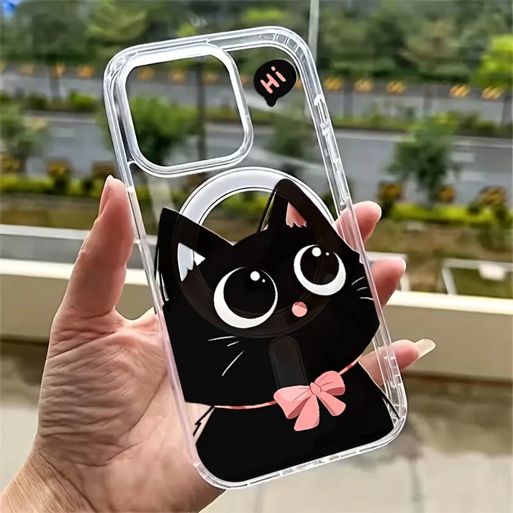 Cute Cartoon Cat Eyes Transparent Case For iPhone 17 14 15 16 11 12 13 Pro Max Air 15 16 14 Plus 16E 17E 15 16 Pro acrylic Cover
